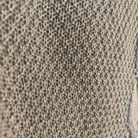 EUC Little Lass Hooded Sweater Poncho Grey Sparkle Thread Faux Fur Size 6x - Picture 5 of 7